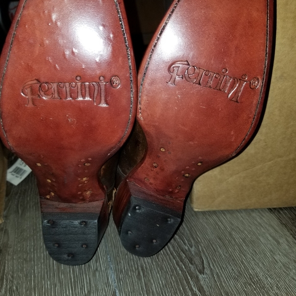 Ferrini Rust and Turquoise Snip Toe Boots - Picture 5 of 5